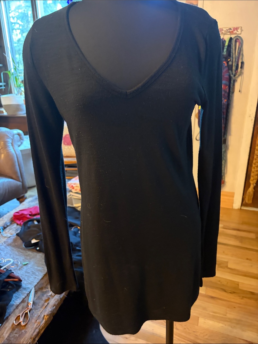 Gap small tall Classic Black V-Neck Long Sleeve Dress